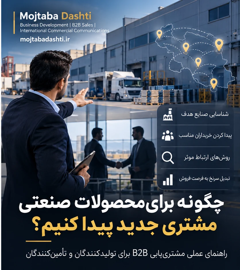 مشتری‌یابی صنعتی؛ شناسایی صنایع هدف، خریداران مناسب و فرصت‌های فروش B2B با برند مجتبی دشتی